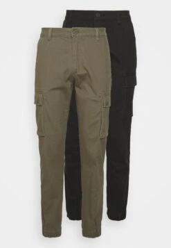 Pier One 2 Pack - Cargobroek - Olive/Black -Pier One Aanbiedingen Winkel 07d111b72b7b4304bcd405fc18ad6beb
