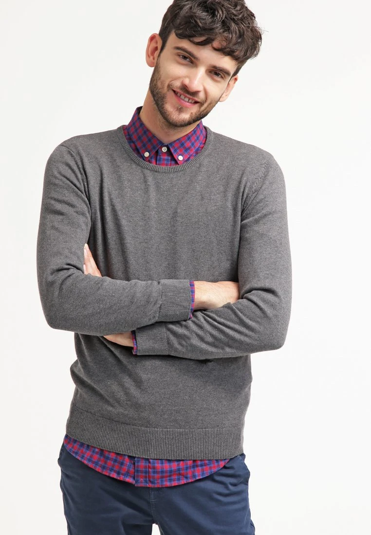 Pier One Basic Crewneck - Trui - Dark Grey Melange 1 Pier One Basic Crewneck - Trui - Dark Grey Melange