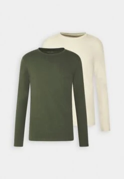 Pier One 2 Pack - Longsleeve - Off-White/Dark Green -Pier One Aanbiedingen Winkel 9c9be42cf4404e85bbbe9c7022e4cedf