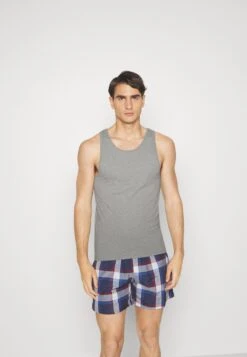 Pier One Rib Vestlue - Hemd - Grey/White/Blue