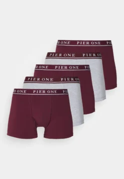 Pier One 5 Pack - Onderbroeken - Bordeaux/Mottled Grey