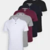 Pier One 5 Pack - Poloshirt - Black/White/Bordeaux/Navy/Gray Marl